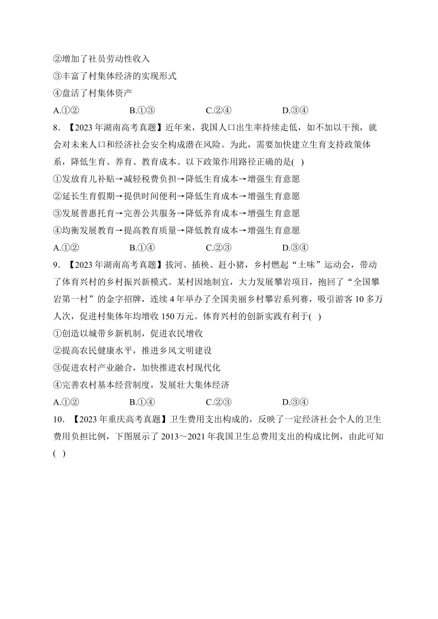 （2）生产资料所有制与经济体制——（2020年—2023年）四年高考政治真题专项汇编【新高考版】（含解析）