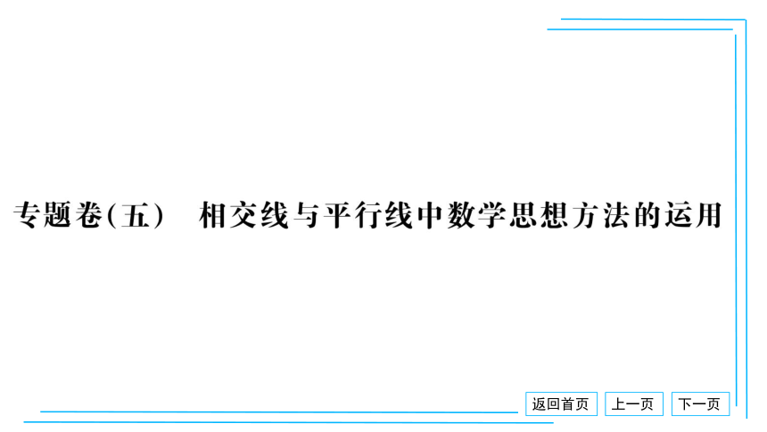 【湘教七下数学期末复习23卷】19.专题卷（五） 相交线与平行线中的数学思想方法的运用 课件（共19张PPT）