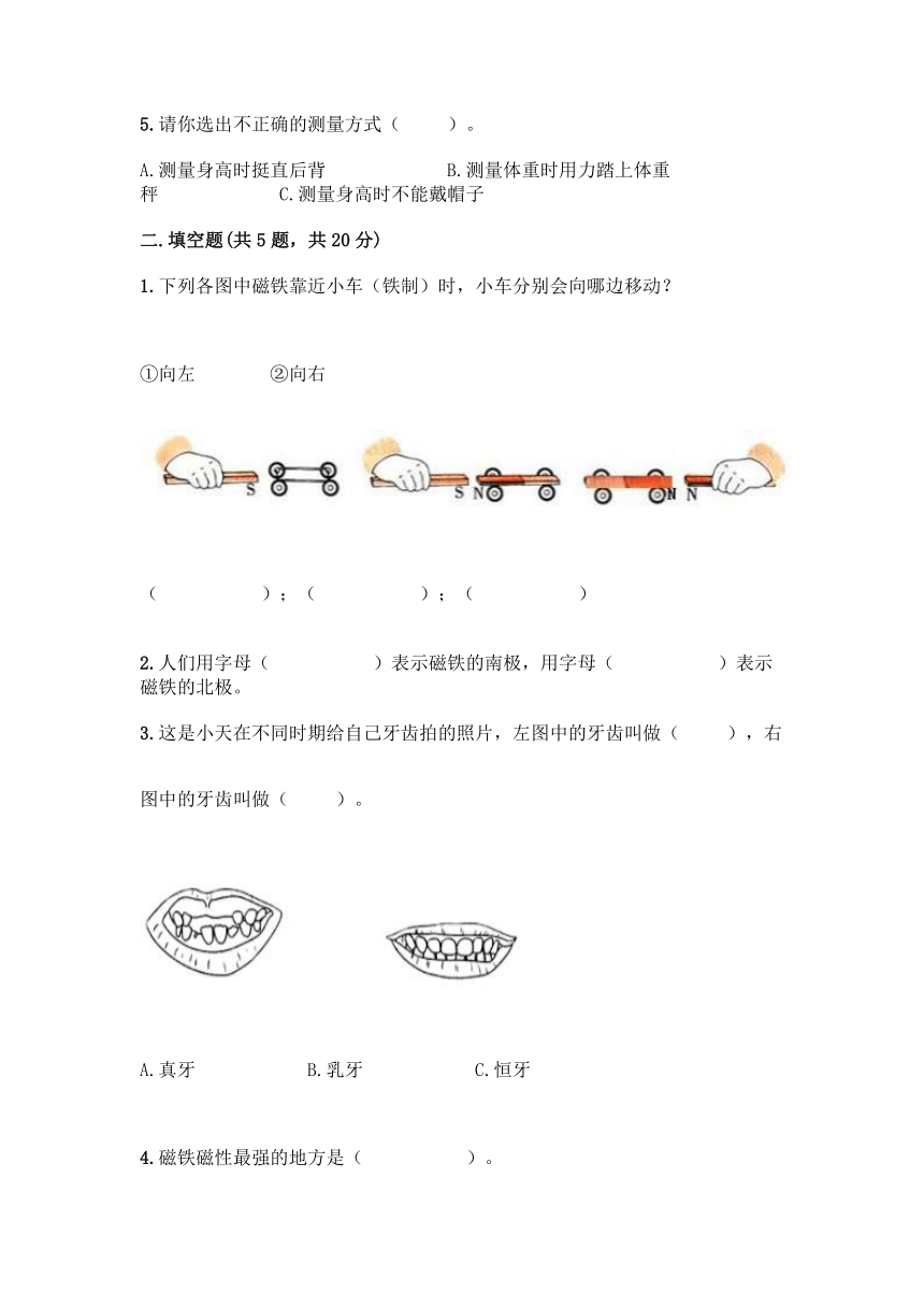 教科版（2017秋）二年级下册科学期末测试卷12（含答案）