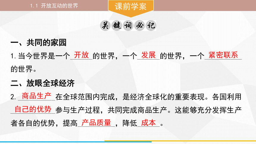 （核心素养目标）1.1 开放互动的世界 课件(共32张PPT) 统编版道德与法治九年级下册