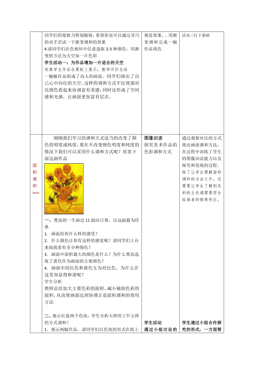 湘美版高中美术绘画 第二课 奏响色彩的旋律 教案（表格式）