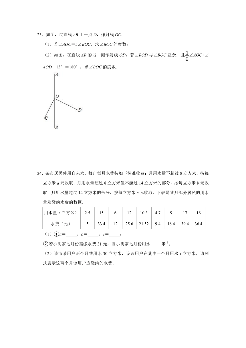 人教版2021年七年级上册期末第1-4章综合复习训练卷（Word版含解析）