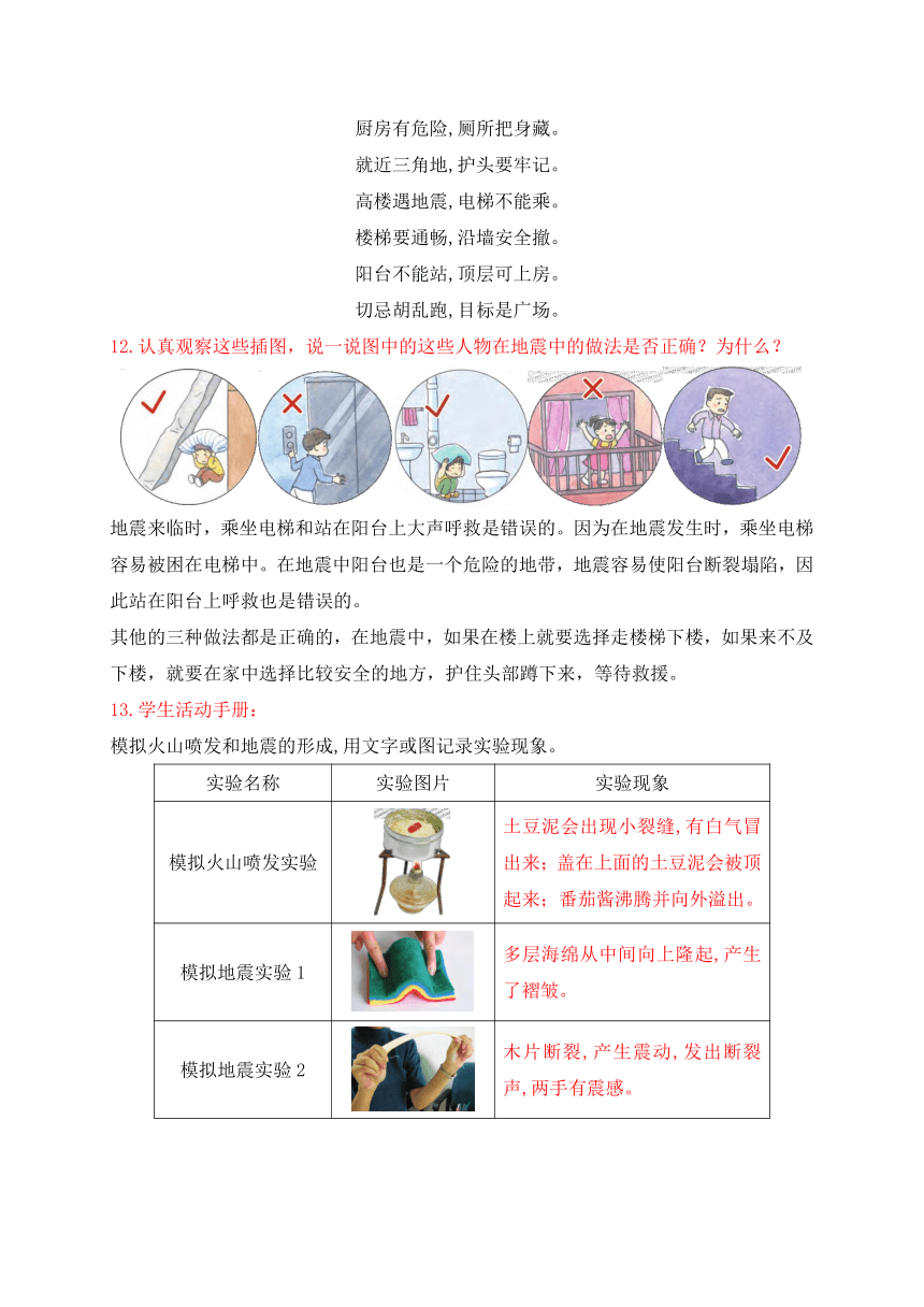 2021年新苏教版科学五年级上册第三单元地球的表面和内部知识点整理