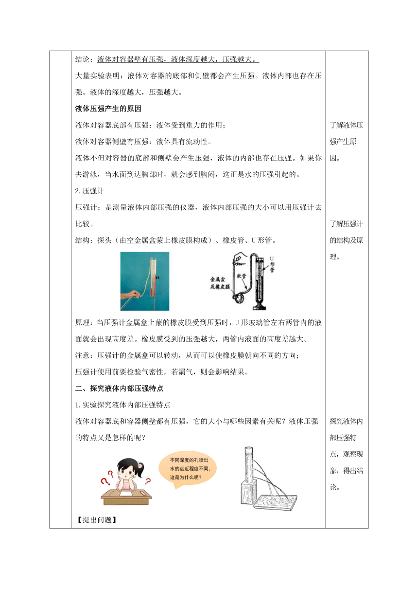 七年级科学下册（浙教版）3.7压强（第2课时）（教学设计 表格式）