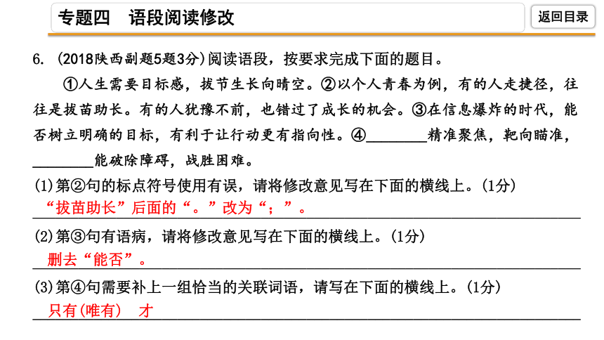 2021-2022陕西中考语文复习专题四 语段阅读修改课件 （138张ppt）