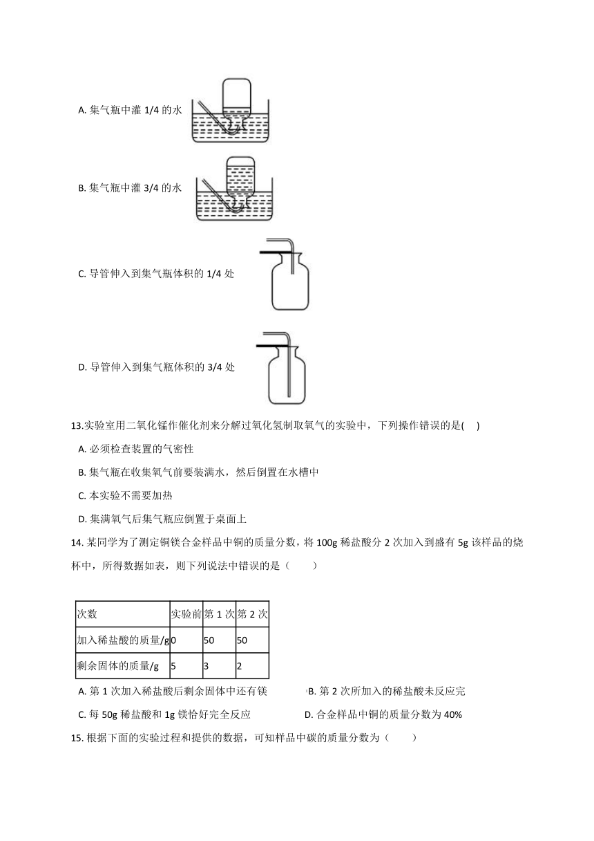 第1章  化学反应 综合—华东师大版九年级科学上册同步测验（含解析）