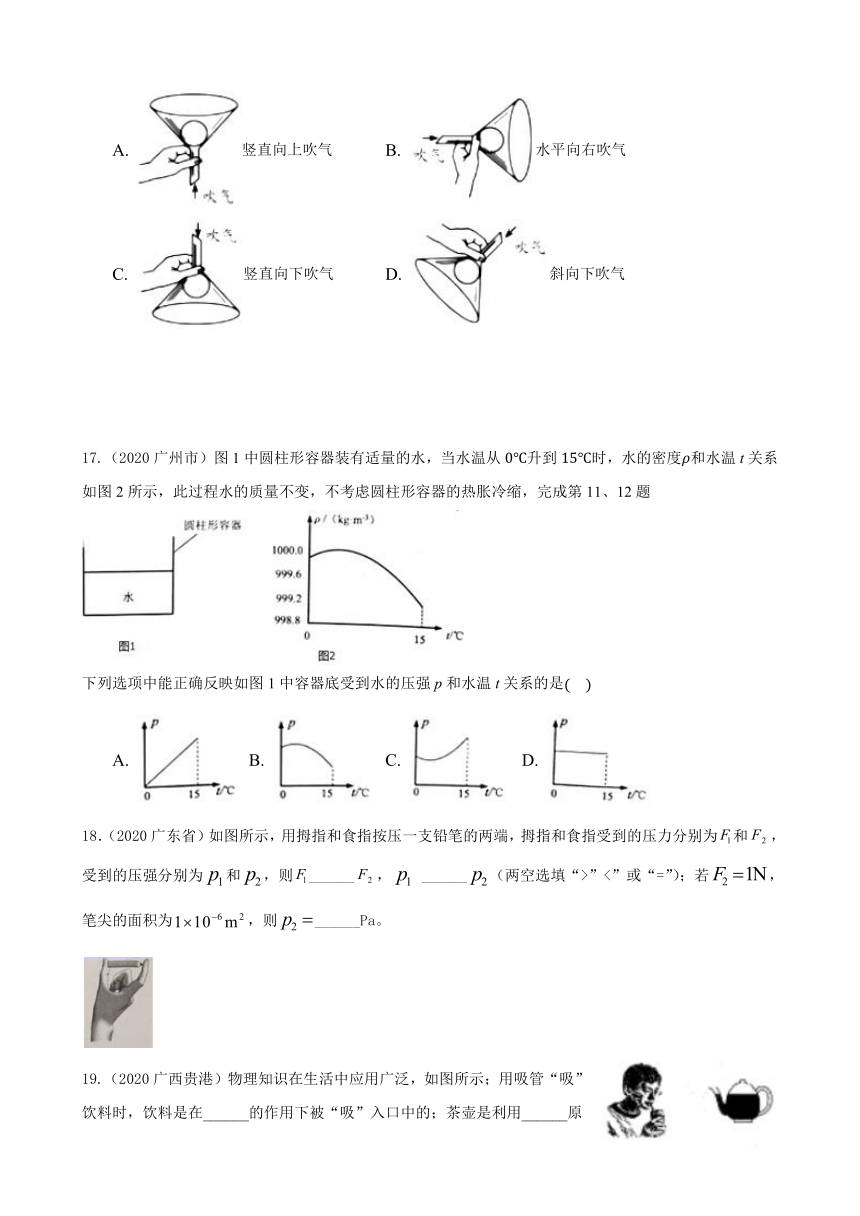 2020年中考物理真题汇编专项7.《压强》（含解析）