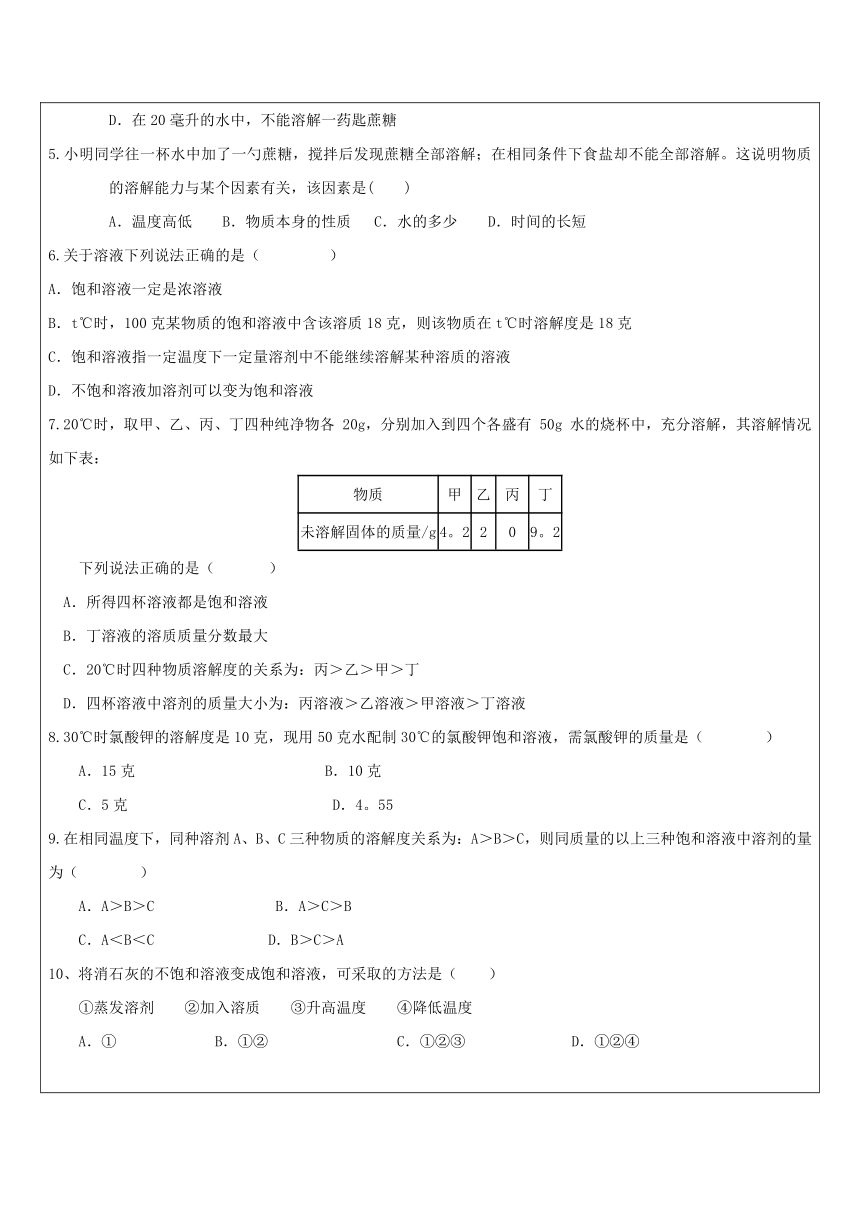 溶解度（提高）—浙教版八年级科学上册讲义 （机构专用）（含答案）