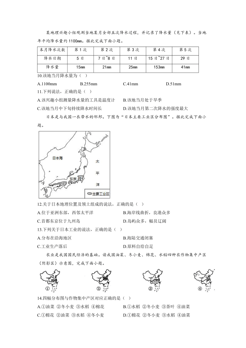 湖南省衡阳县2022-2023学年高一上学期8月开学摸底考试地理试卷（Word版含答案解析）