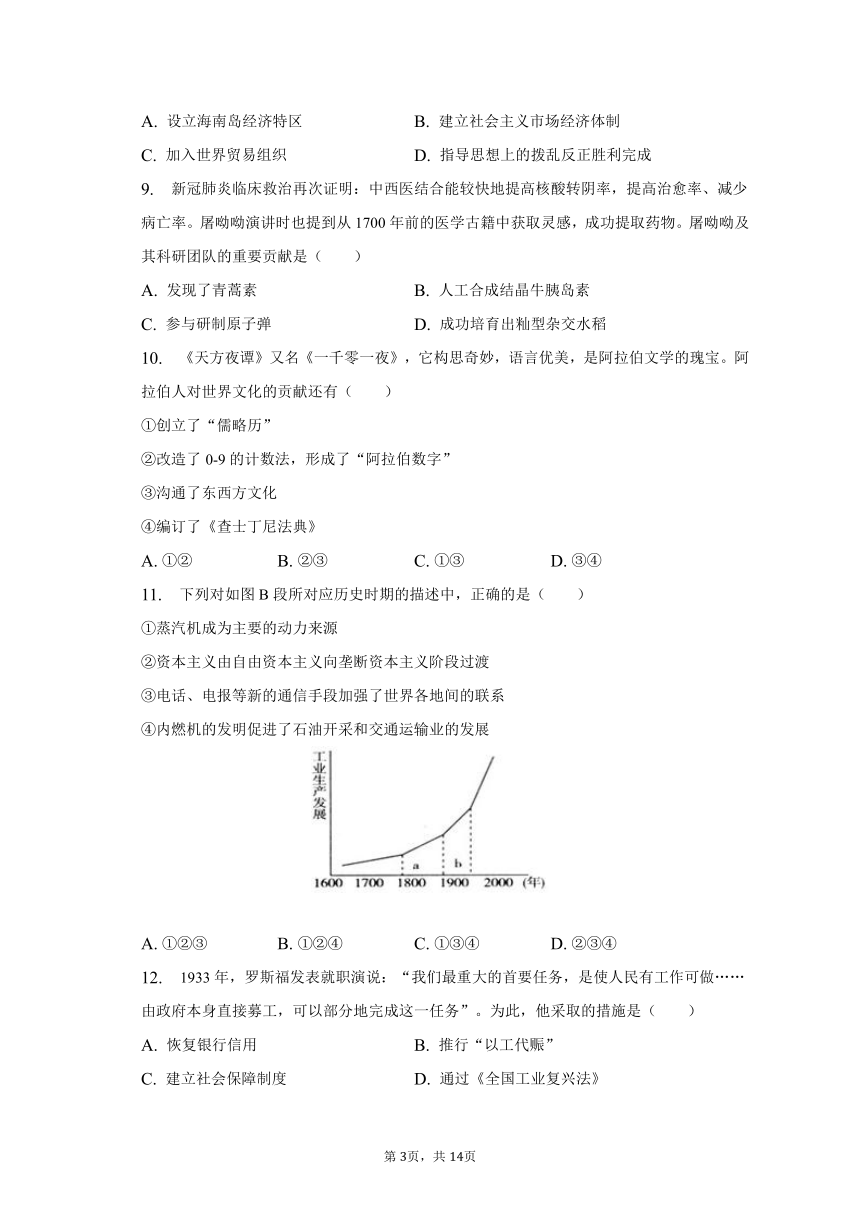 2023年陕西省榆林市子洲县张家港希望中学中考历史模拟试卷（三）（含解析）