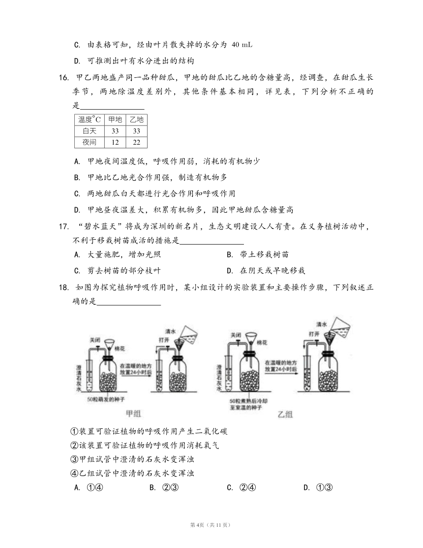 济南版生物七年级上册同步检测第二单元第一章 生物圈中的绿色植物(word版，含答案解析）