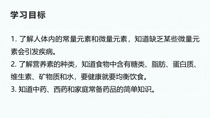 粤教版化学九年级下册同步课件：9.4  化学物质与健康(共41张PPT)