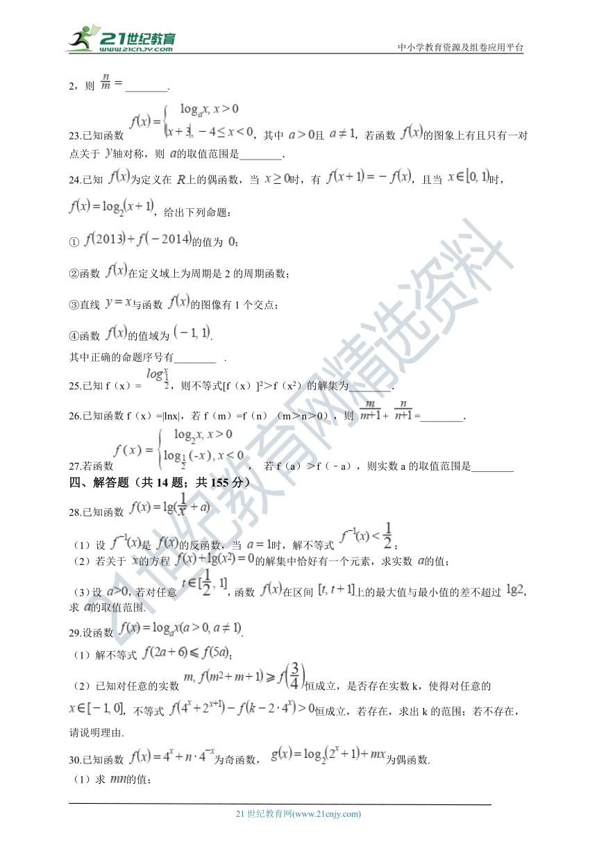 【备考2021】 经典难题-对数与指数综合提升题（Word含解析）