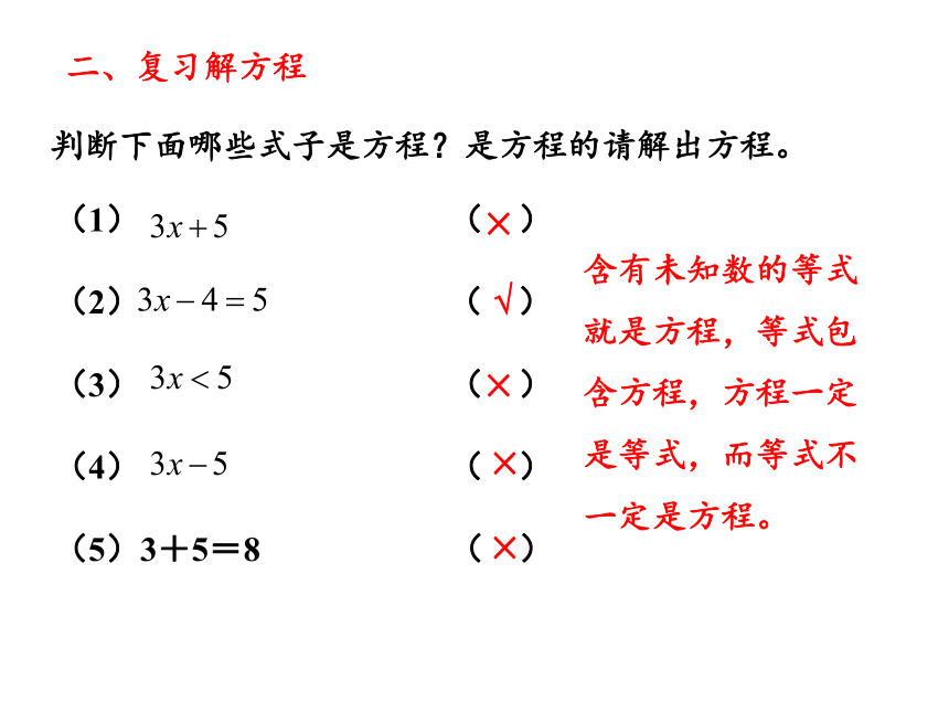 人教版五年级上册数学8总复习 简易方程课件（15张PPT)