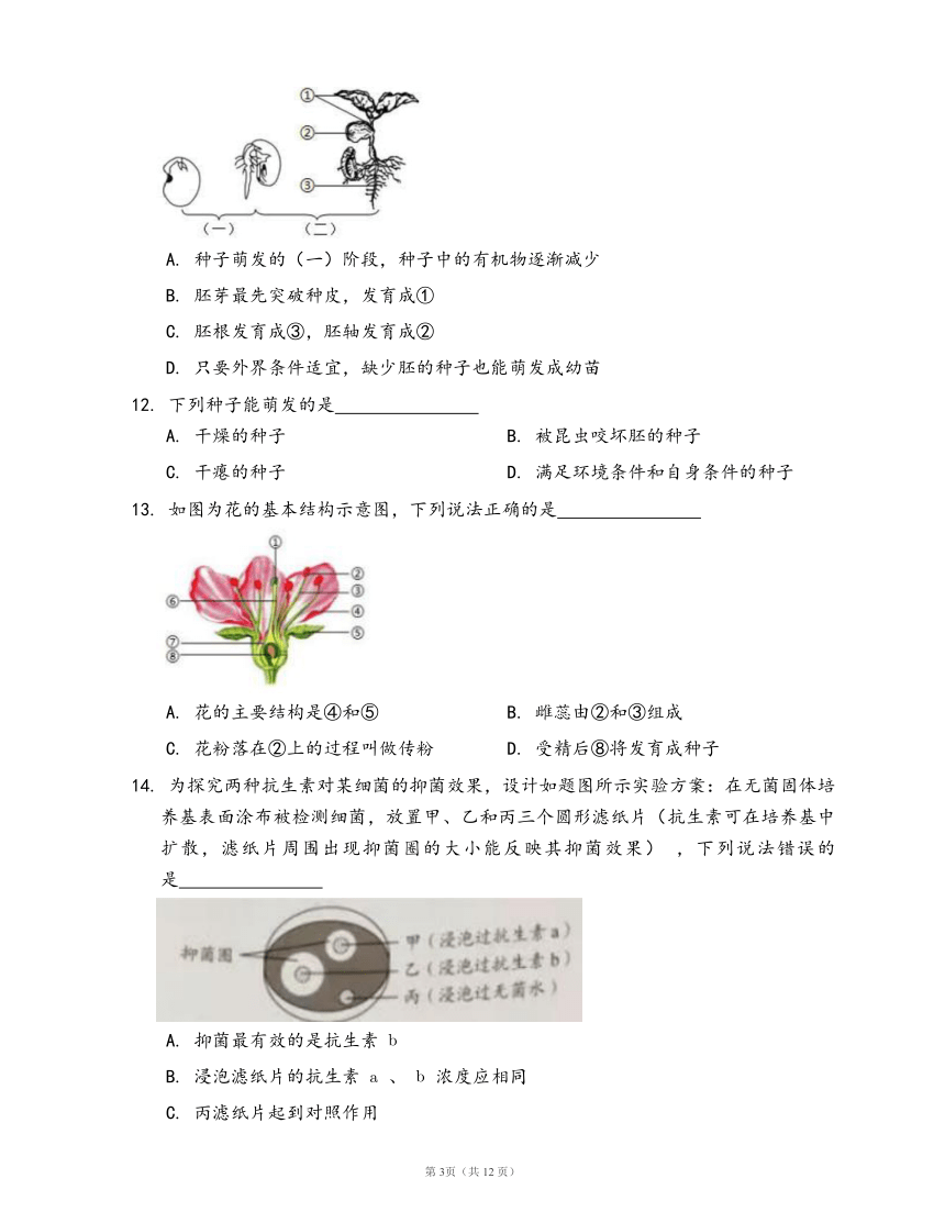 人教版生物七年级上册第三单元第二章 被子植物的一生（word版含部分答案解析）