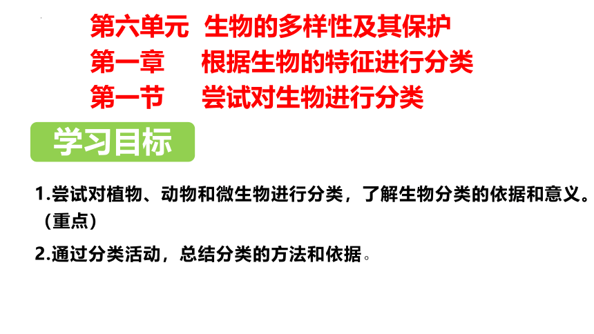 6.1.1尝试对生物进行分类课件 (共22张PPT)人教版生物八年级上册