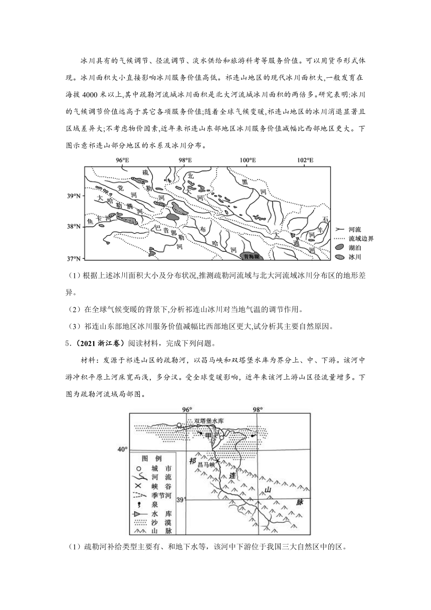 2019-2021年高考地理真题分类汇编专题三地球上的水（含解析）