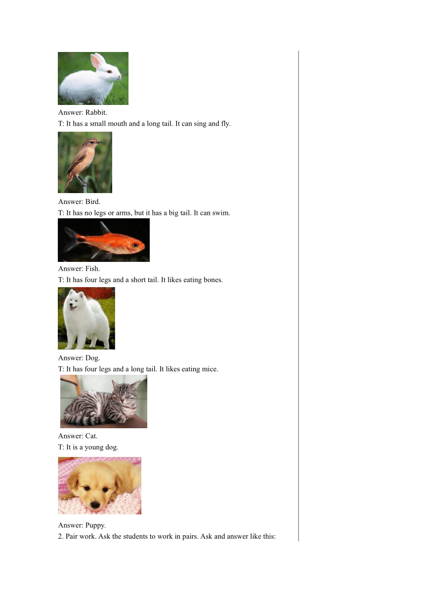 Module 1 Unit 2 Our animal friends Listening and speaking 教案