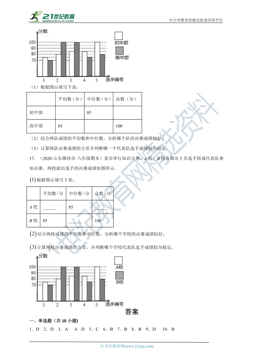 20.2 数据的波动程度同步练习（含答案）