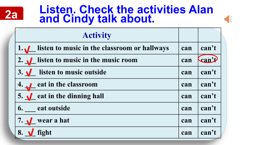 Unit 4 Don't eat in class.Section A 2a-2d课件(共23张PPT）