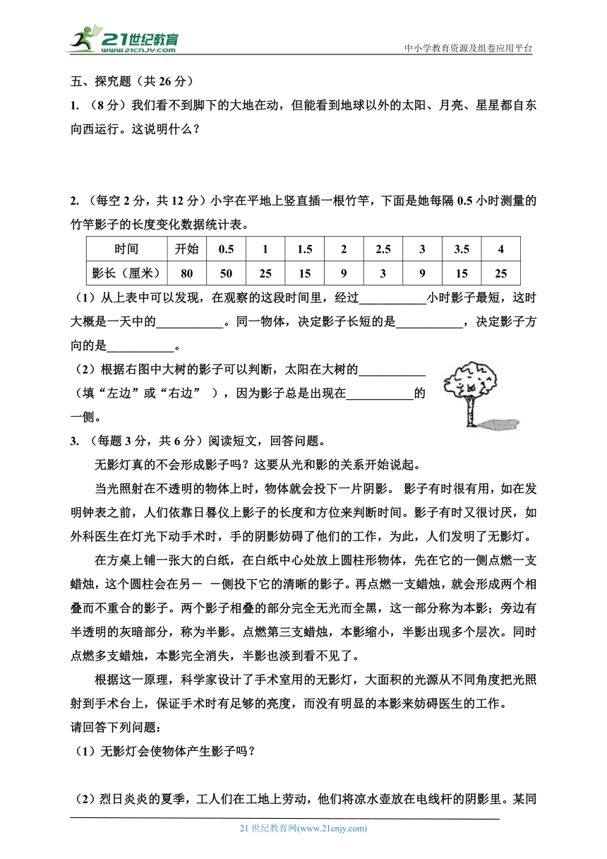 教科版三年级科学下册期末特训（一）含答案