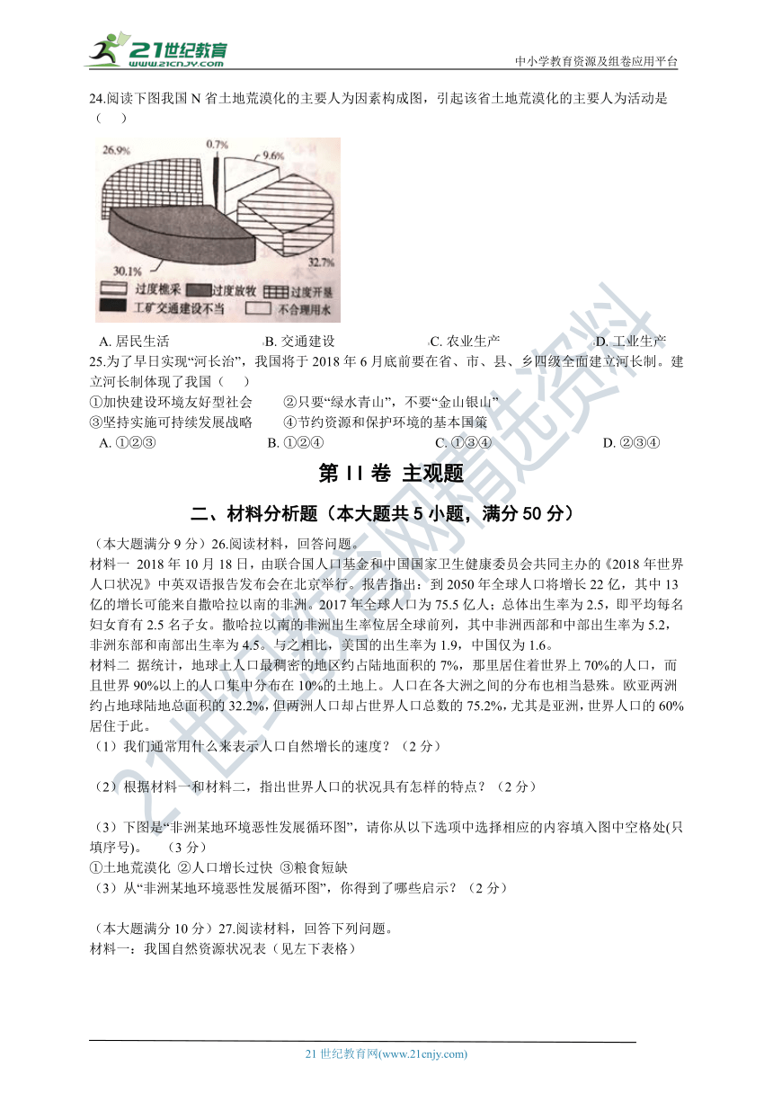 【培优训练】人文地理下册 第六单元 共同面对的全球性问题 单元测试卷B