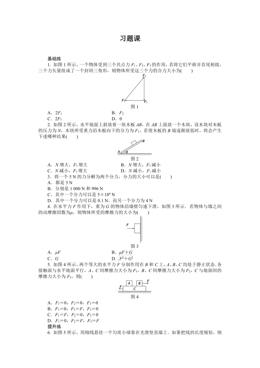 教科版（2019）必修 第一册第三章 相互作用 习题课（含答案）