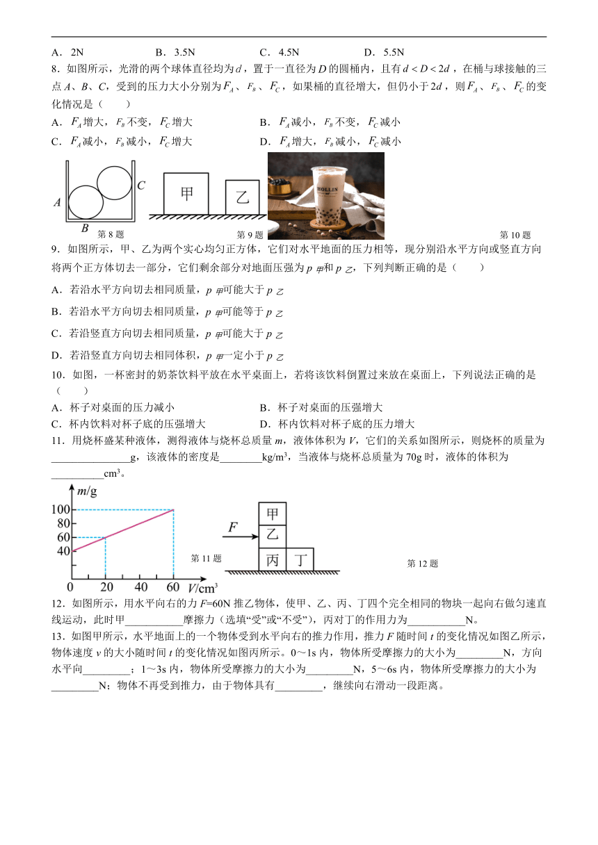 江苏省无锡市宜兴市2021-2022学年八年级下学期期末物理复习卷压轴冲刺训练四（Word版含答案）