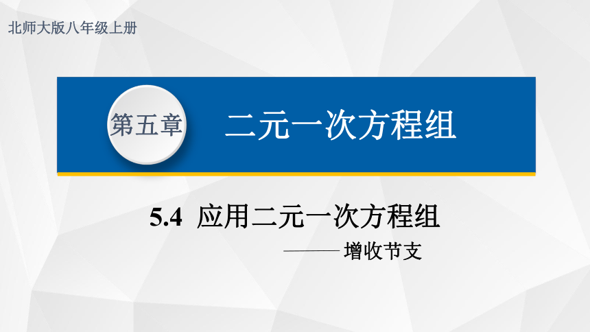 北师大版八年级上册5.4  应用二元一次方程组 增收节支  课件（共18张ppt）