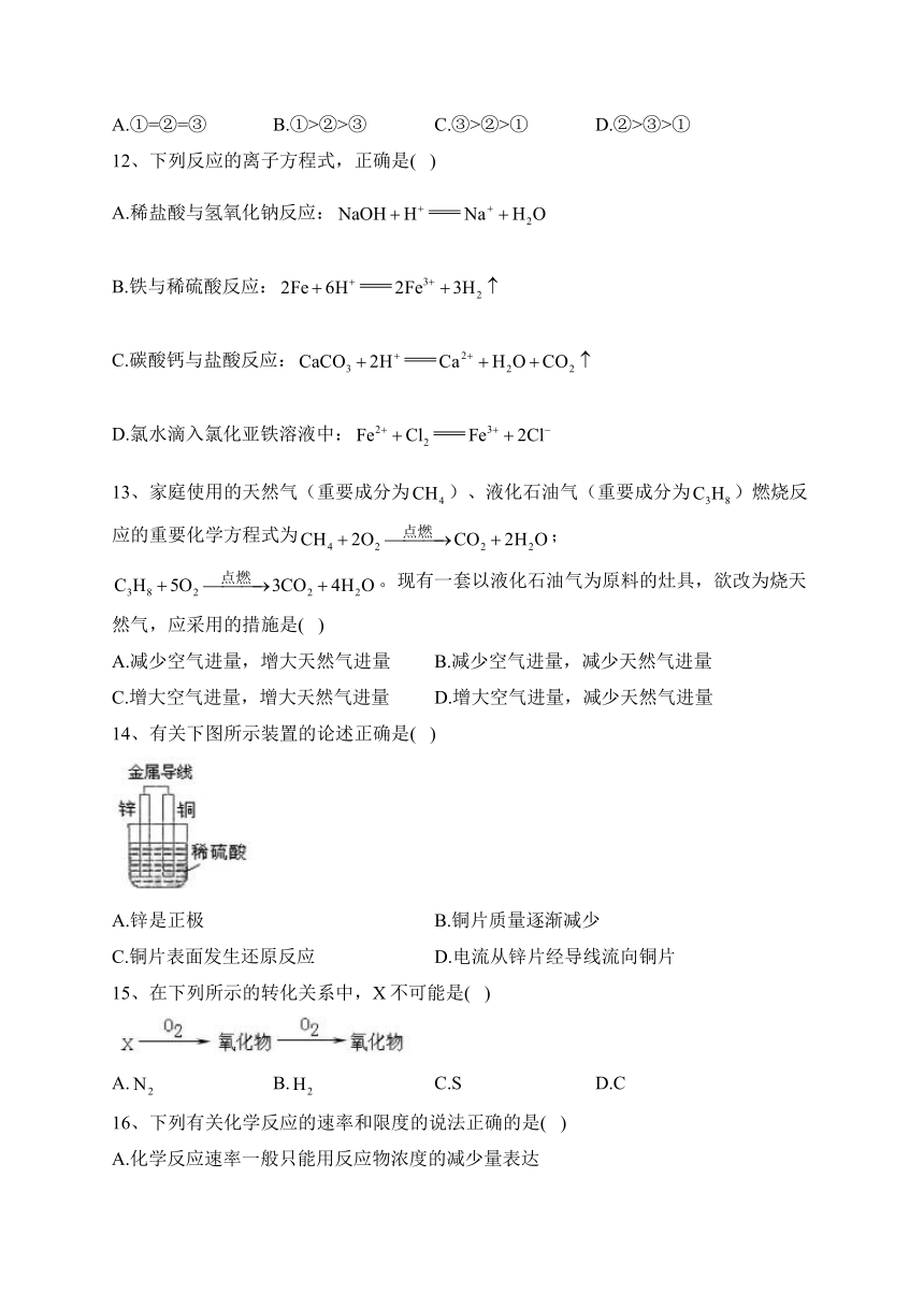 陕西省2022年学业水平考试模拟（二）化学试卷（含答案）