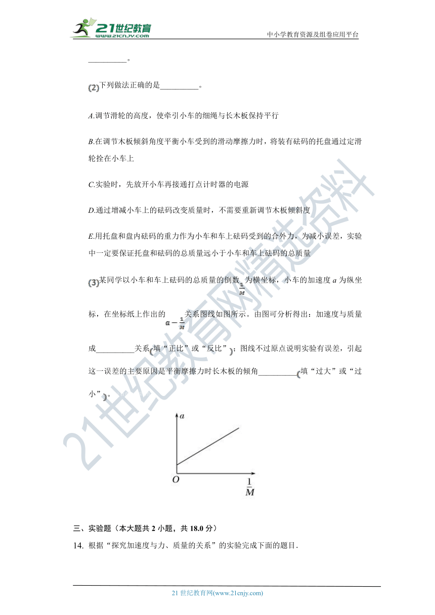 4.2实验：探究加速度与力，质量的关系同步练习-高中物理人教版（新课标）必修一（有解析）