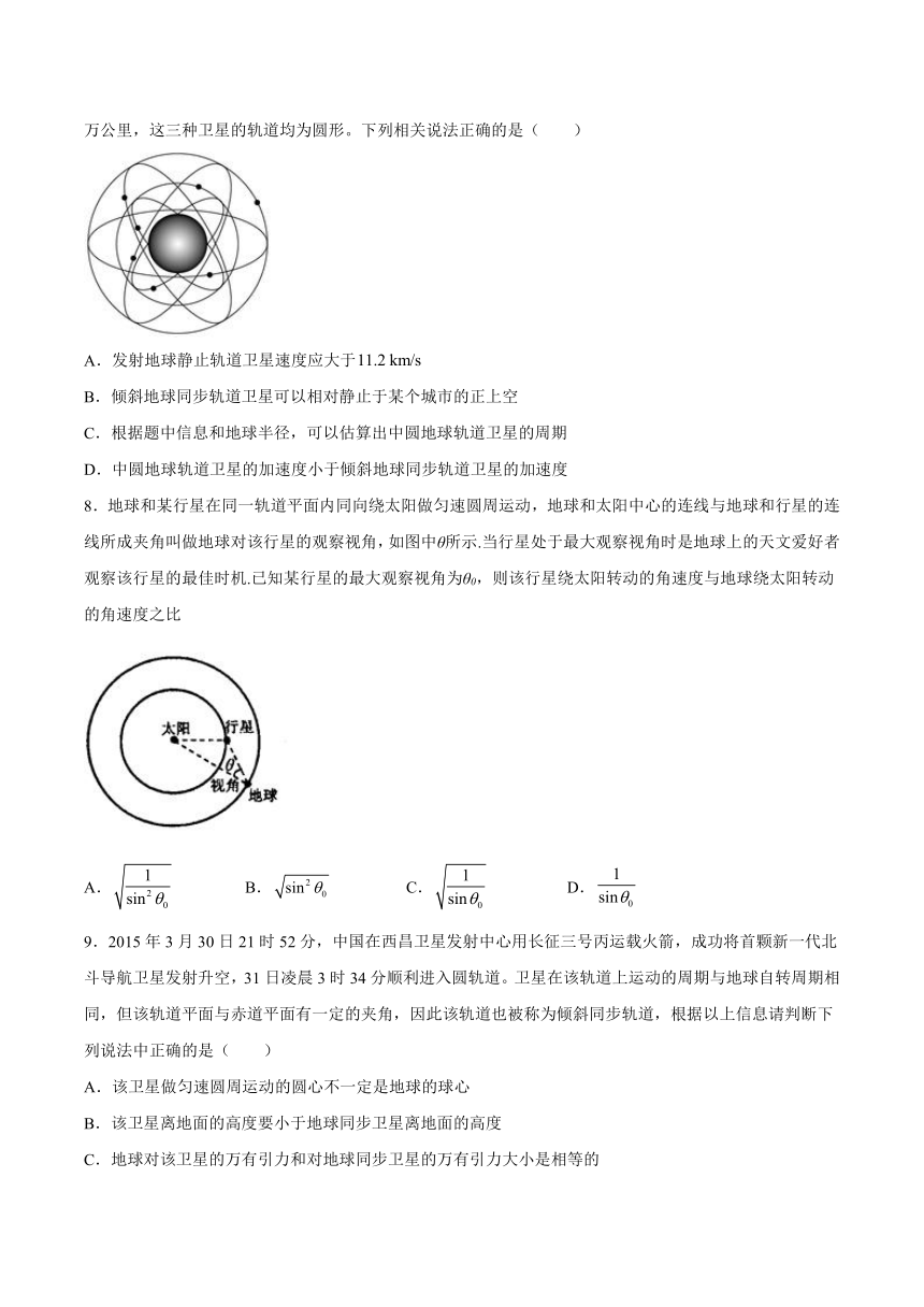 3.4人造卫星宇宙同步练习（word版含答案）