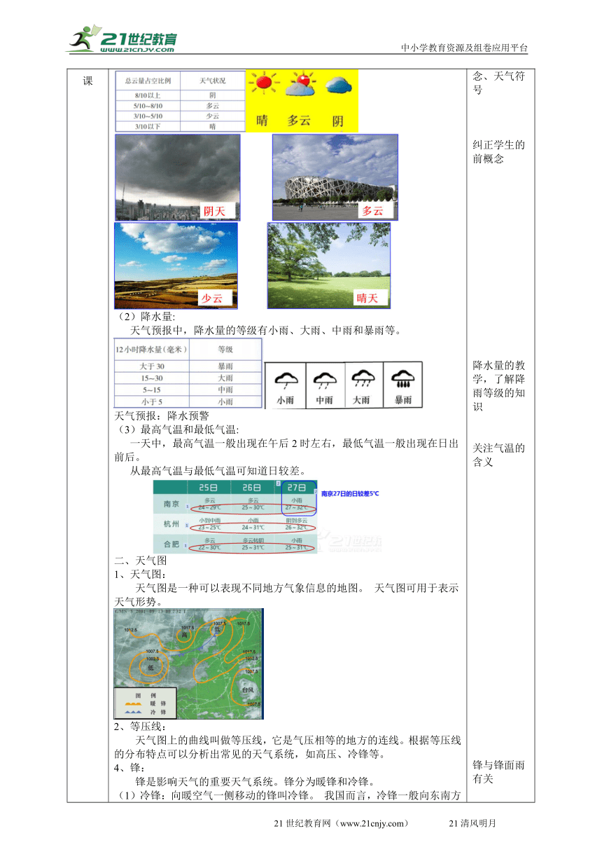 2022浙教版八上科学 2.5天气预报 教学设计