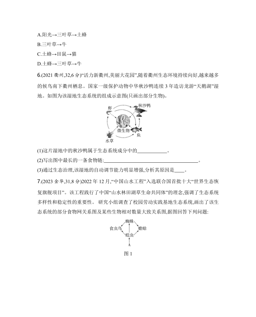 2024年浙江省中考科学二轮复习生物部分：专题二 生物与环境练习（含答案）