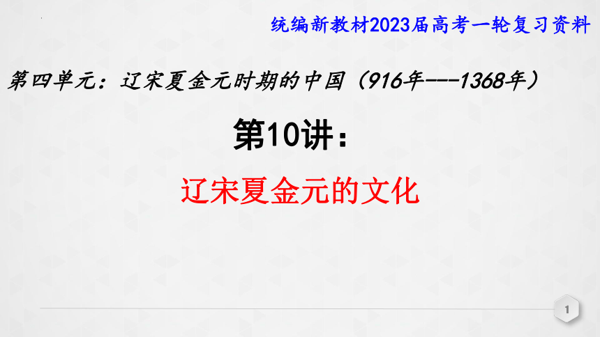 第10讲 辽宋夏金元的文化 课件（共30张PPT）--2023届高三统编版（2019）必修中外历史纲要上一轮复习