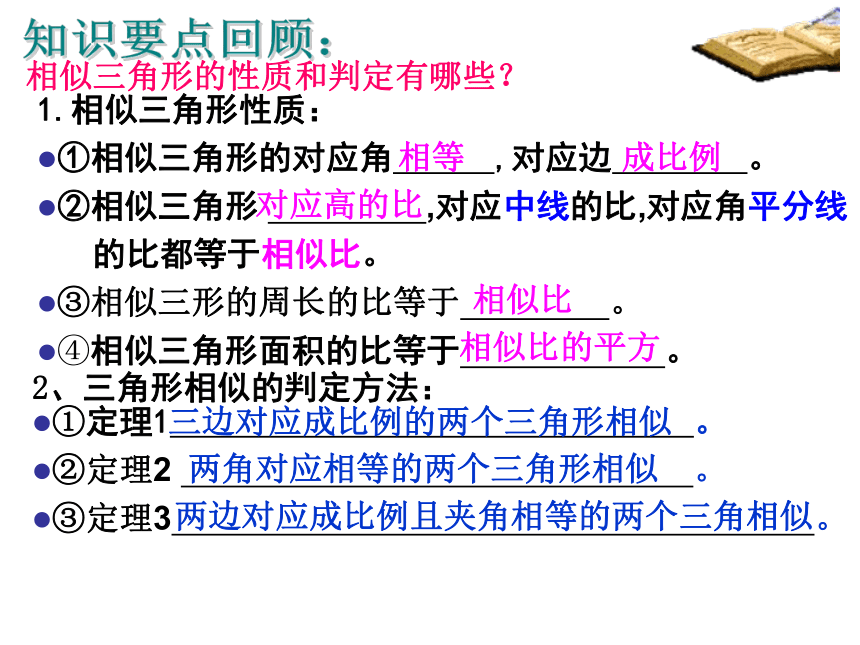 冀教版数学九年级上册25.6相似三角形的应用复习课件 （21张PPT）