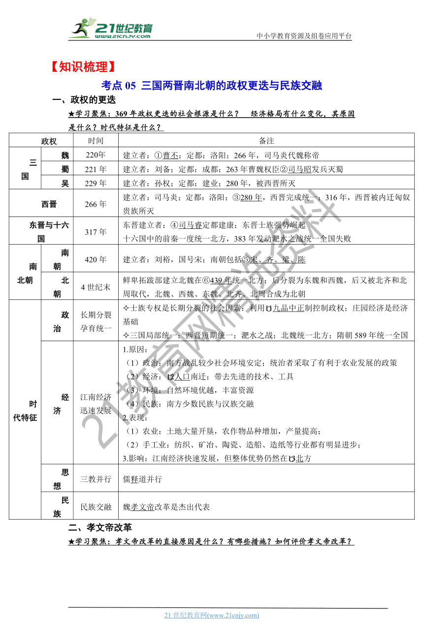 02三国两晋南北朝的民族交融与隋唐统一多民族封建国家的发展 学案（时空坐标+思维导图+知识梳理）