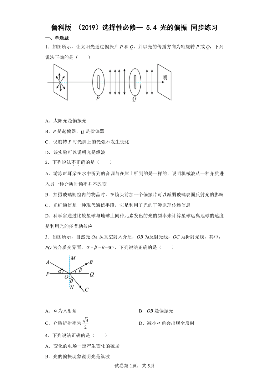 5.4光的偏振同步练习  （word版含答案）