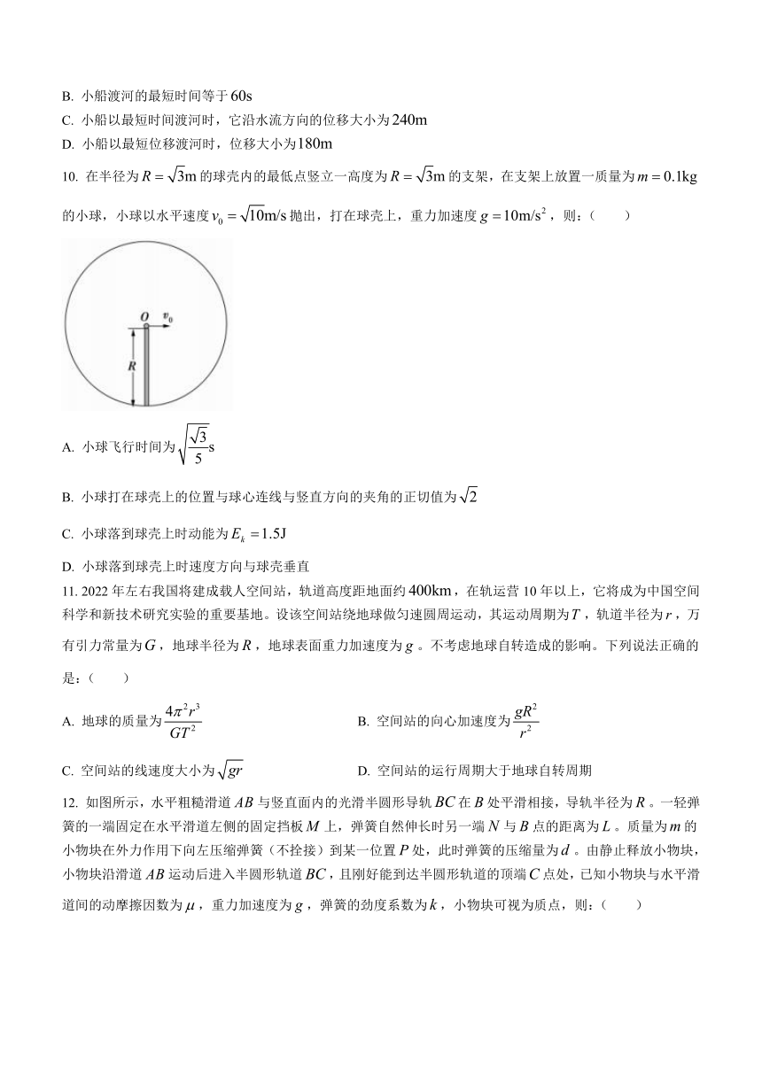 安徽省合肥市六校（名校）2020-2021学年高一下学期期末联考物理试题 Word版含答案