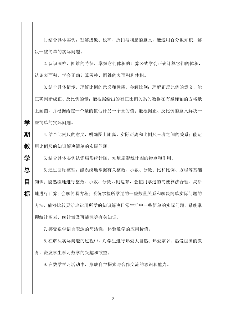 小学数学青岛版六三制六年级下册教学计划+教案