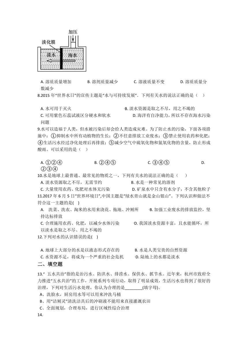 1.7水资源的利用、开发和保护 同步练习（含解析）