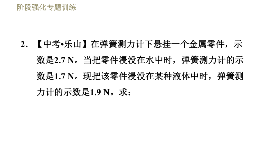 鲁科版八年级下册物理习题课件 第8章 阶段强化专题训练（四）  专训2  浮力的计算（15张）