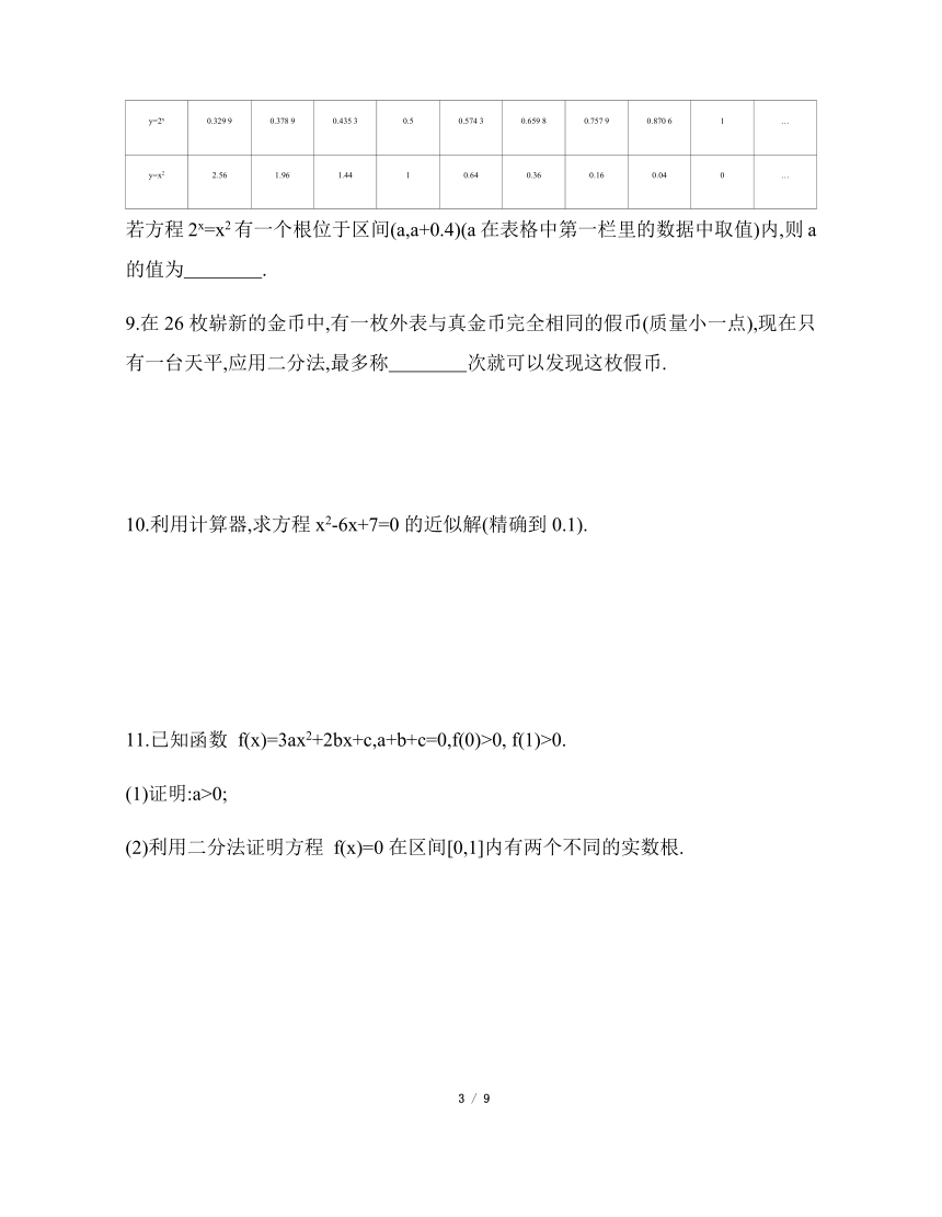 苏教版（2019）高中数学必修第一册 8.1.2 用二分法求方程的近似解 【基础过关】（含解析）