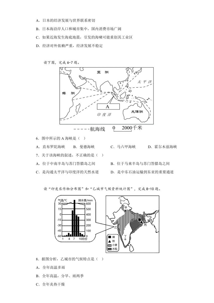 期末备考复习——选择题检测（二）（含答案）2022-2023学年七年级地理下学期人教版