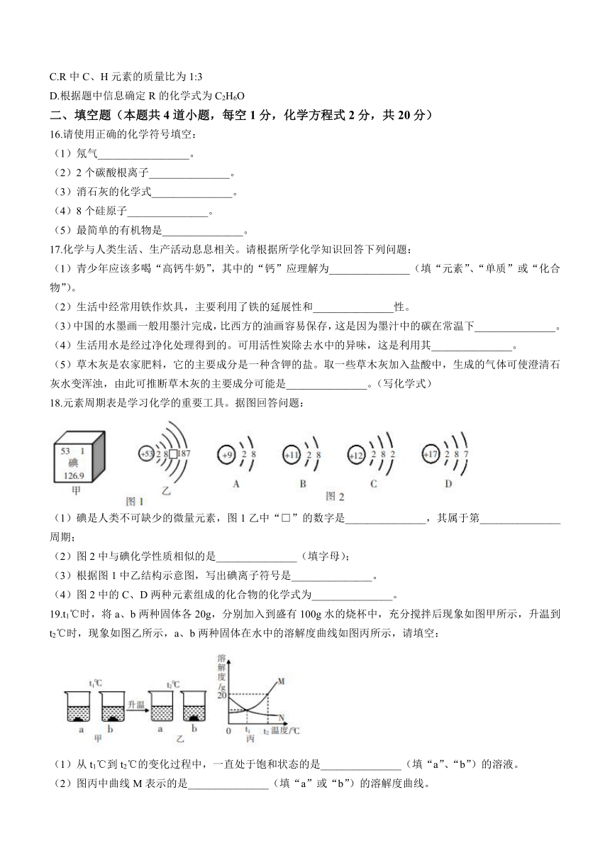2023年湖南省郴州市初中学业水平质量监测化学试题(含答案)