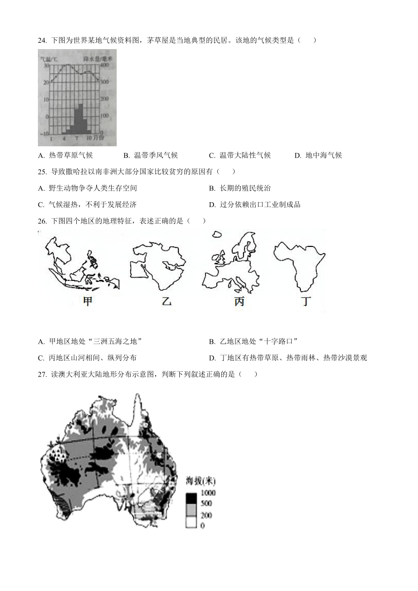 山东省泰安市泰山区（五四制）2021-2022学年六年级下学期期末地理试题(word版含答案)