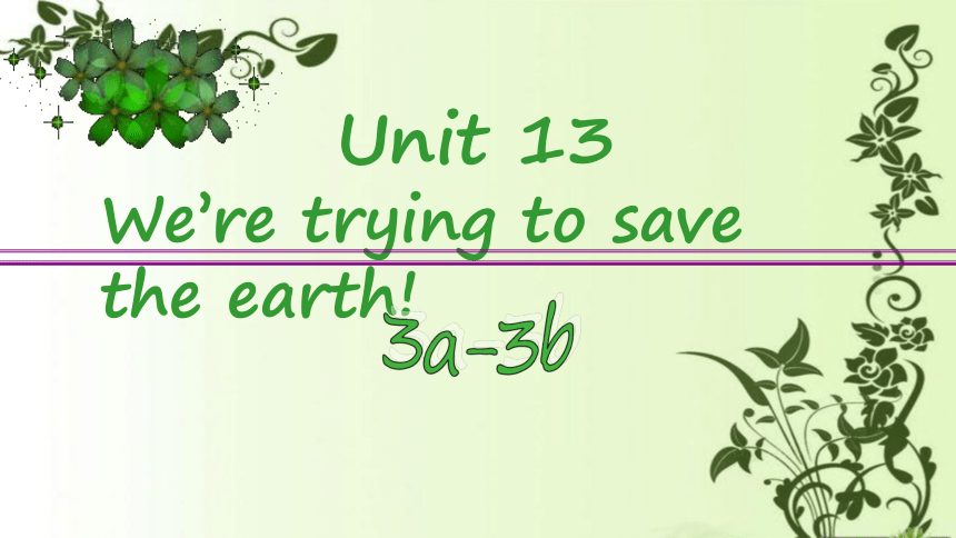 人教版九年级下册 Unit 13 We're trying to save the earth! Section A 3a-3b 课件(共19张PPT)