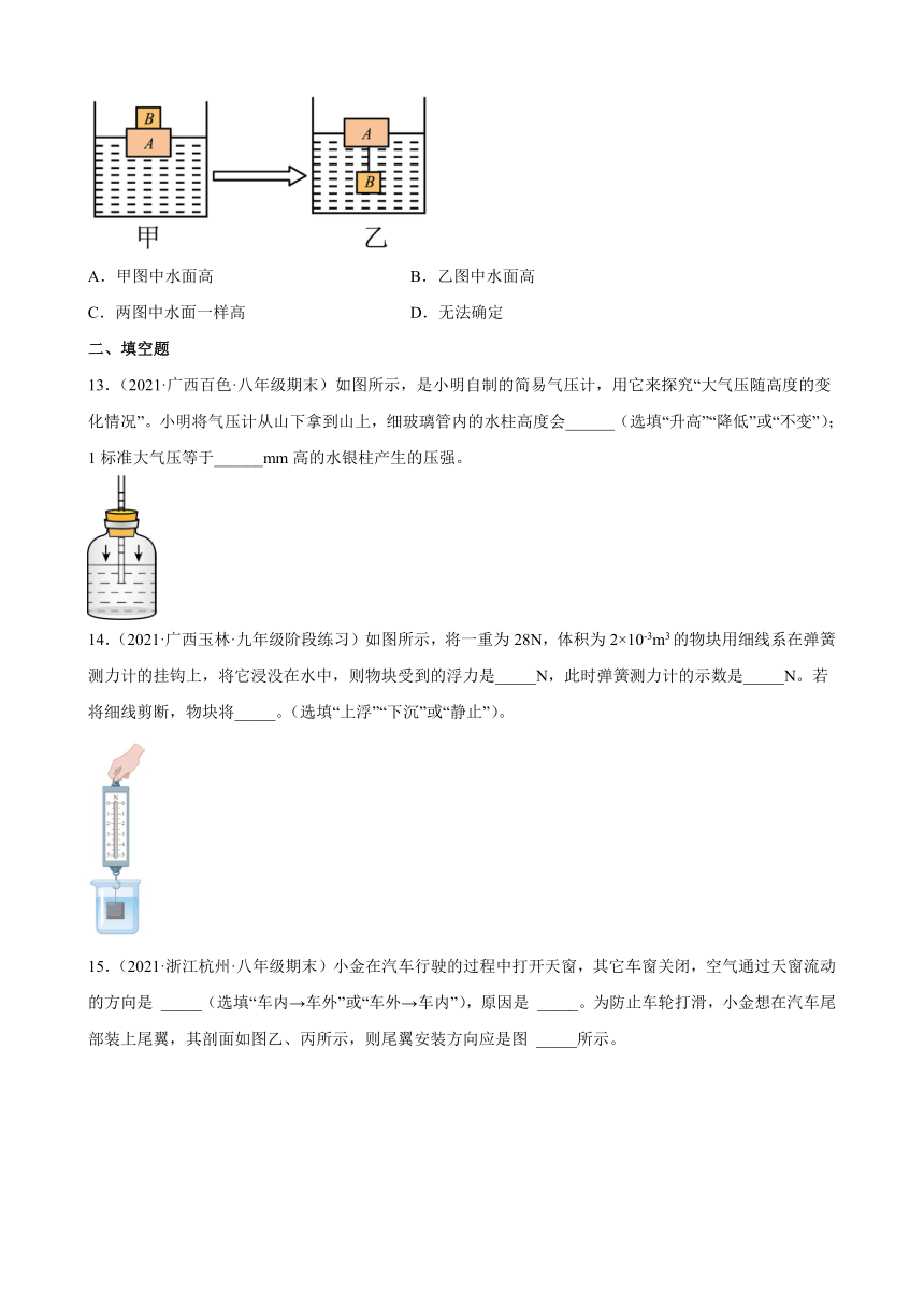 苏科版八年级物理下册 第十章 压强和浮力 单元过关检测（Word版含答案）