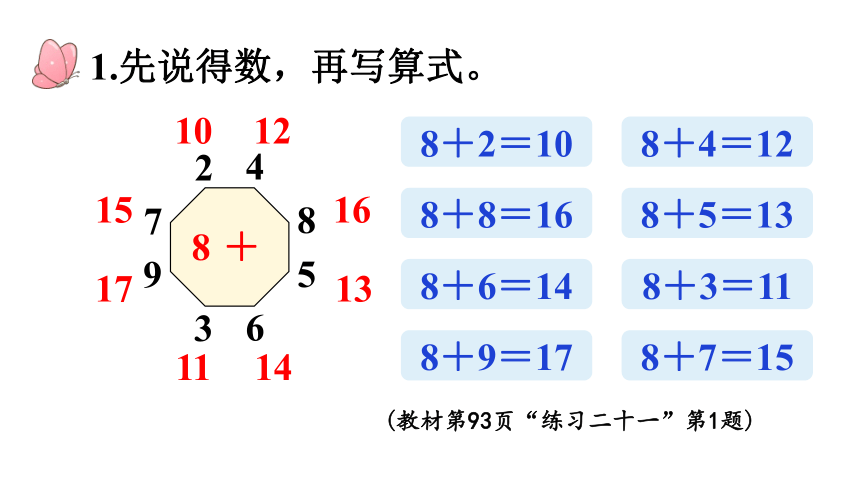 人教版 一年级数学上册8 20以内的进位加法练习课件（41张PPT)