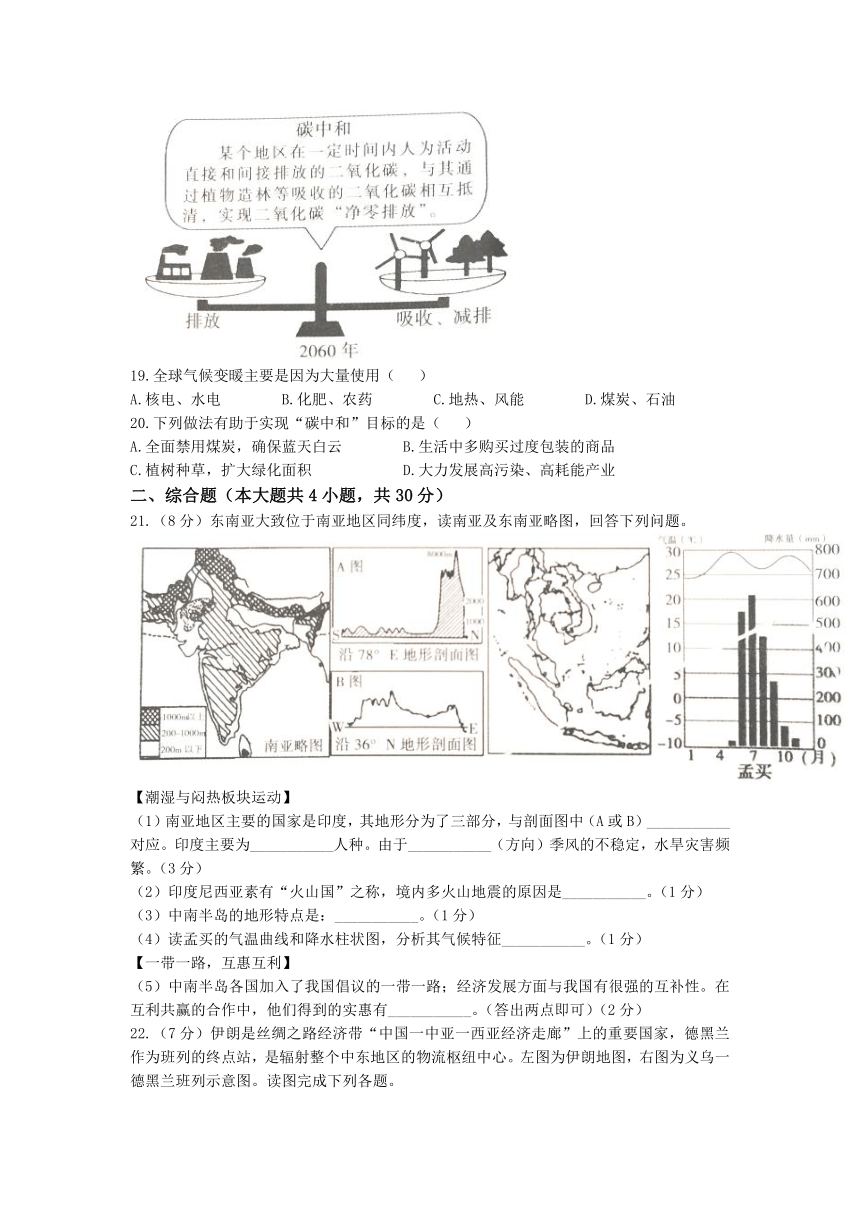 2023年 河南省漯河市舞阳县  中考一模地理试题 (解析版）